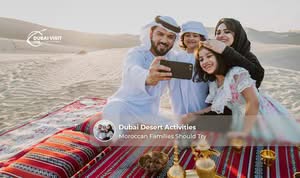 Moroccan families enjoying Dubai desert safari activities and outdoor adventures