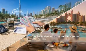 Family enjoying a comfortable stay at a Dubai hotel while comparing budget and luxury accommodation options