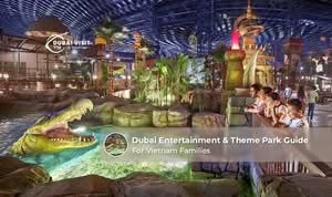 Vietnamese family enjoying rides and attractions at a Dubai theme park