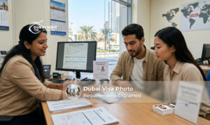 Dubai visa photo requirements with correct size and white background.