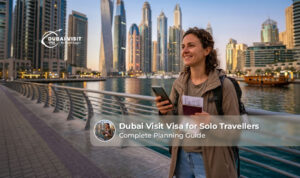 Solo traveller exploring Dubai while applying for a visit visa.