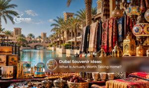 Traditional Dubai gifts and keepsakes displayed for travellers to take home.