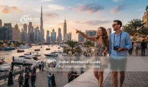 International tourists exploring Dubai attractions and experiences during a weekend trip.