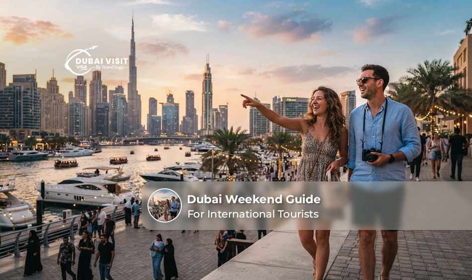 International tourists exploring Dubai attractions and experiences during a weekend trip.