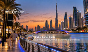 A scenic guide to Dubai Canal and its waterfront attractions.